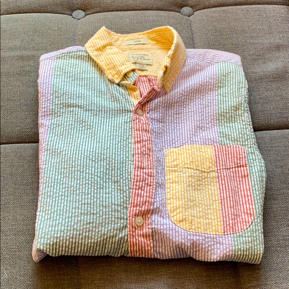 J Crew Men’s seer sucker buttoned shirt